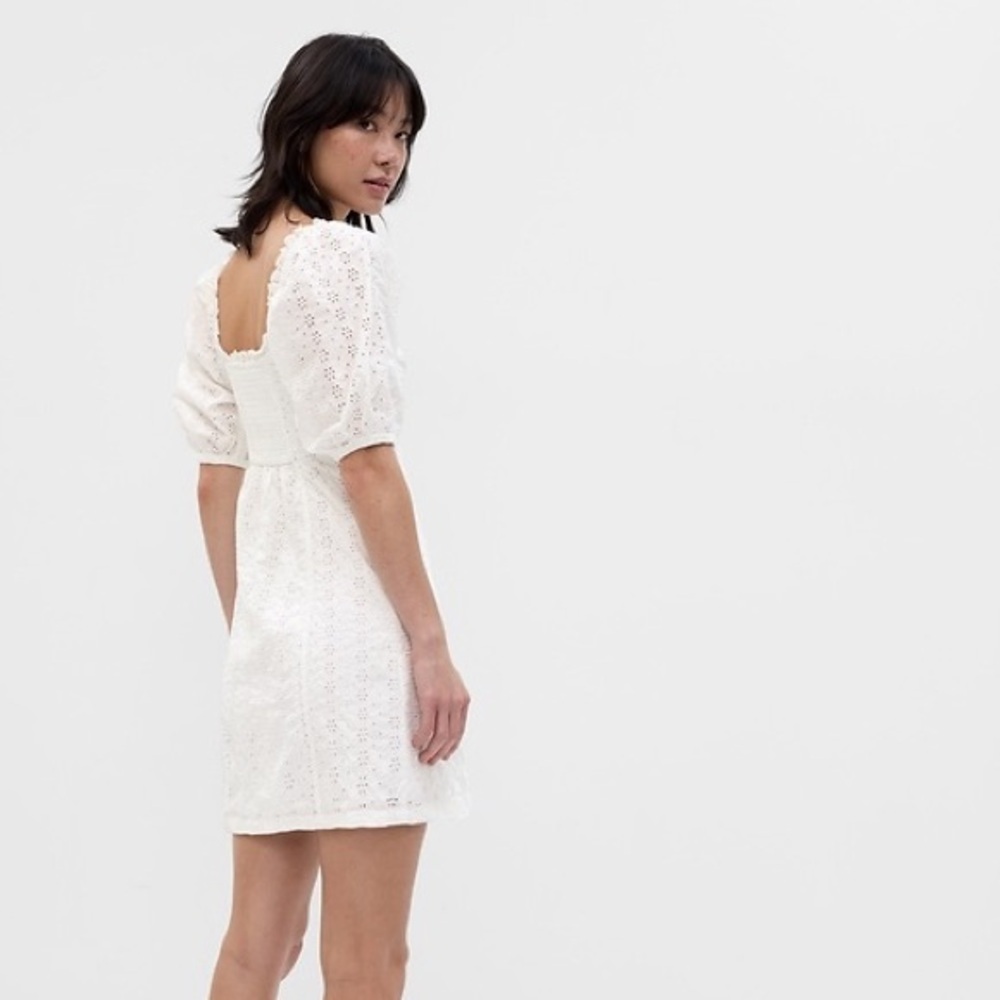 NWT GAP White Eyelet Mini Cotton Dress Small - Picture 2 of 12